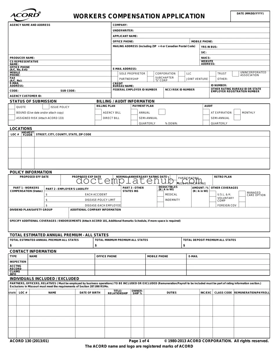 Fill Your Acord 130 Form