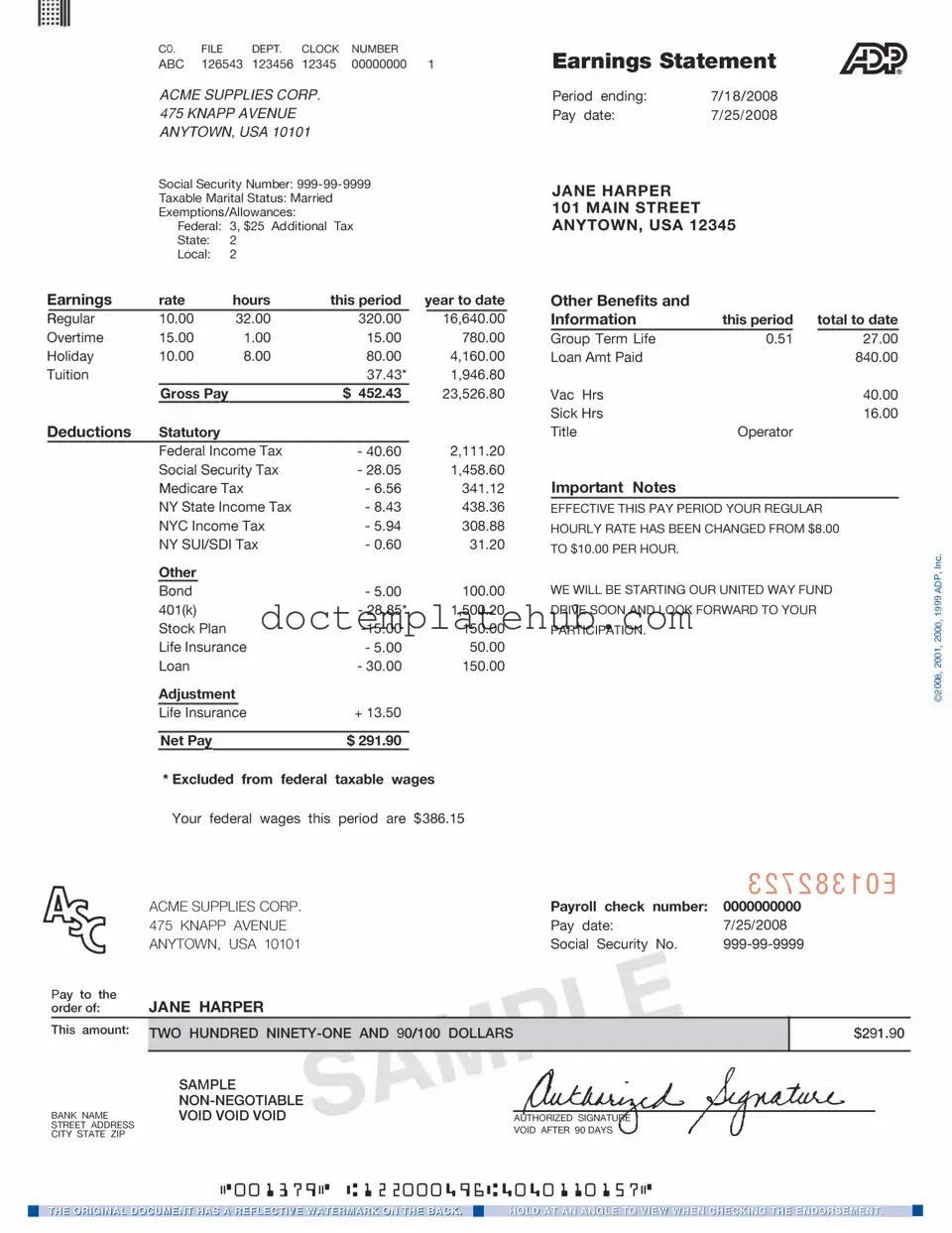 Fill Your Adp Pay Stub Form