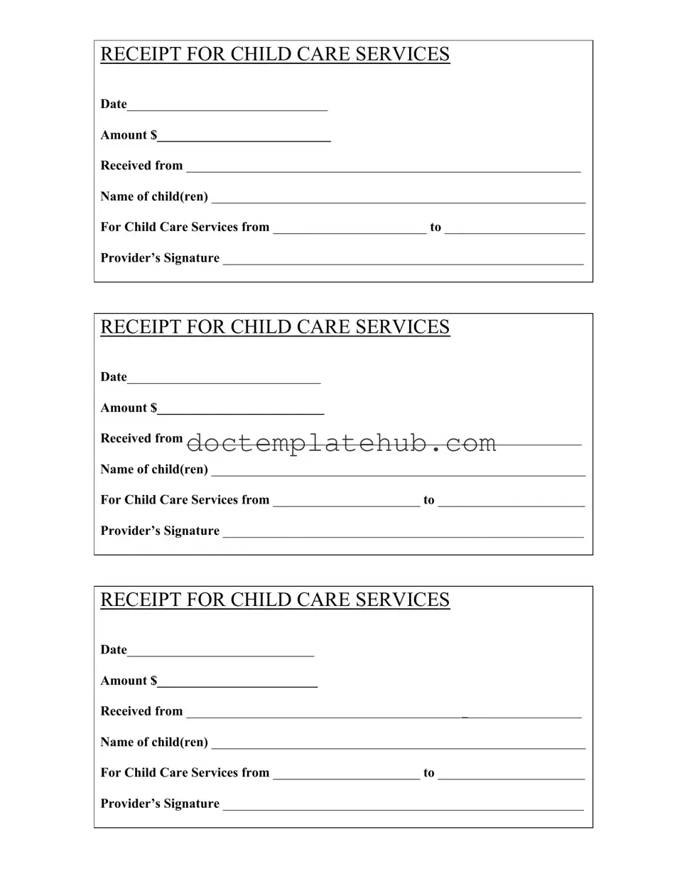 Fill Your Childcare Receipt Form