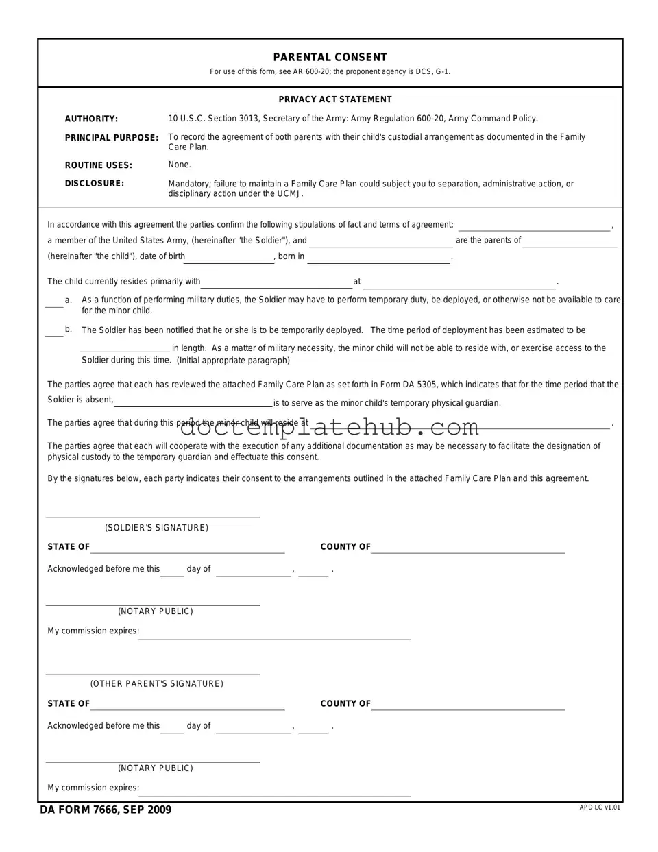 Fill Your DA 7666 Form