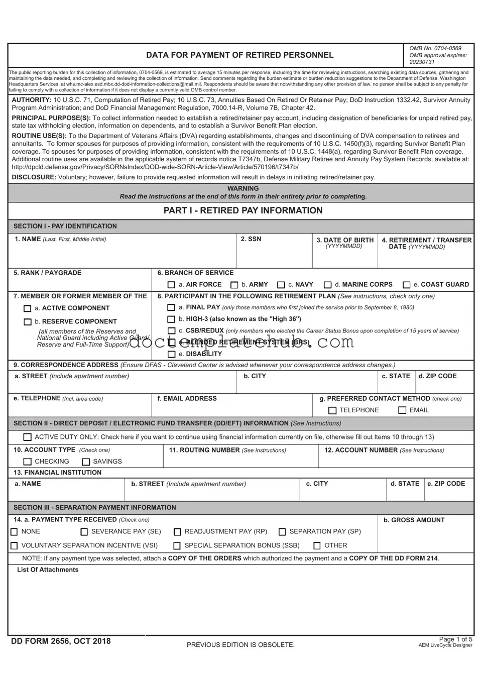 Fill Your DD 2656 Form