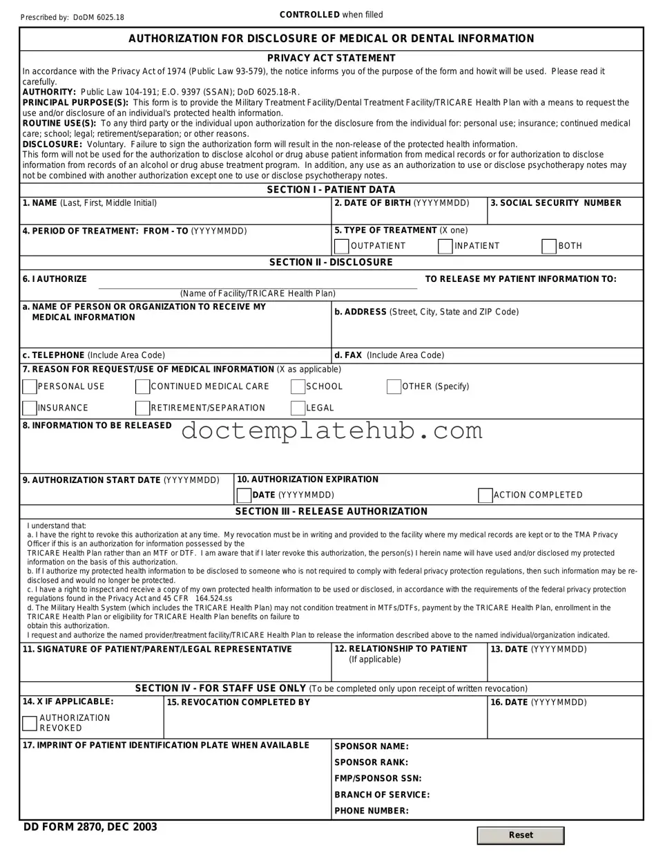 Fill Your DD 2870 Form