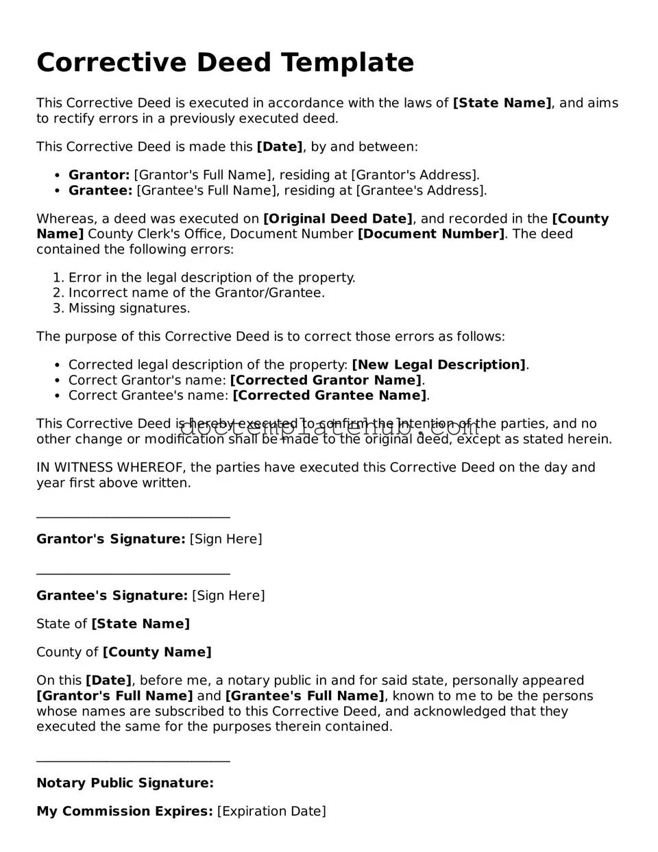 Official Corrective Deed Form