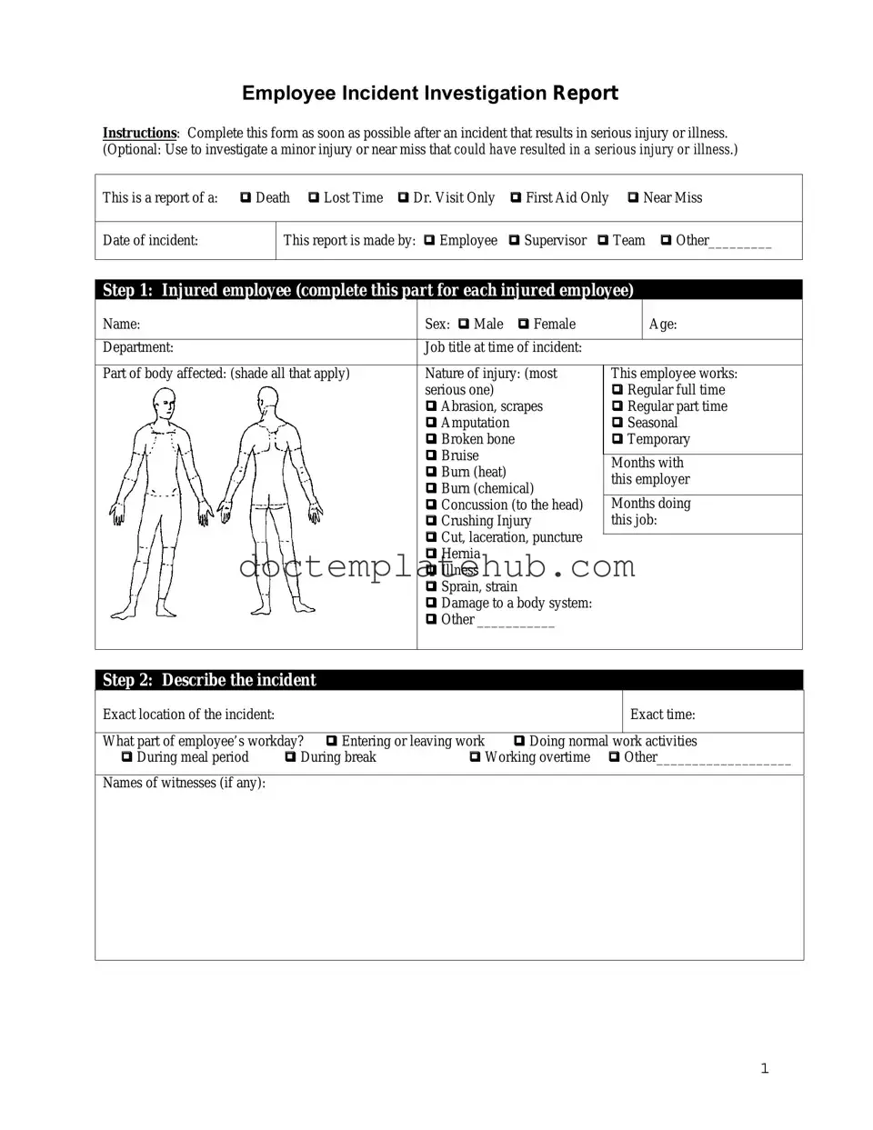 Fill Your Employee Accident Report Form