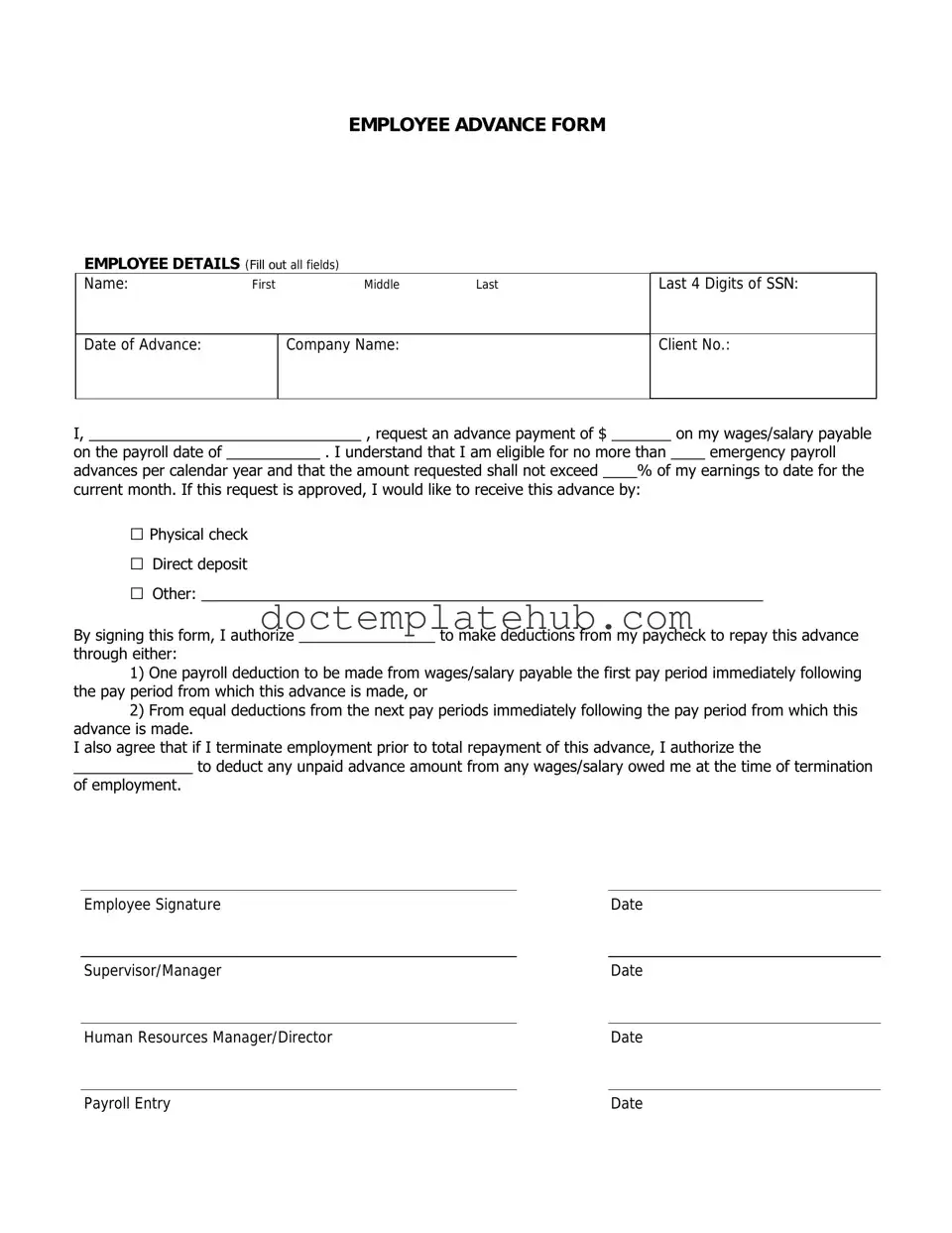 Fill Your Employee Advance Form