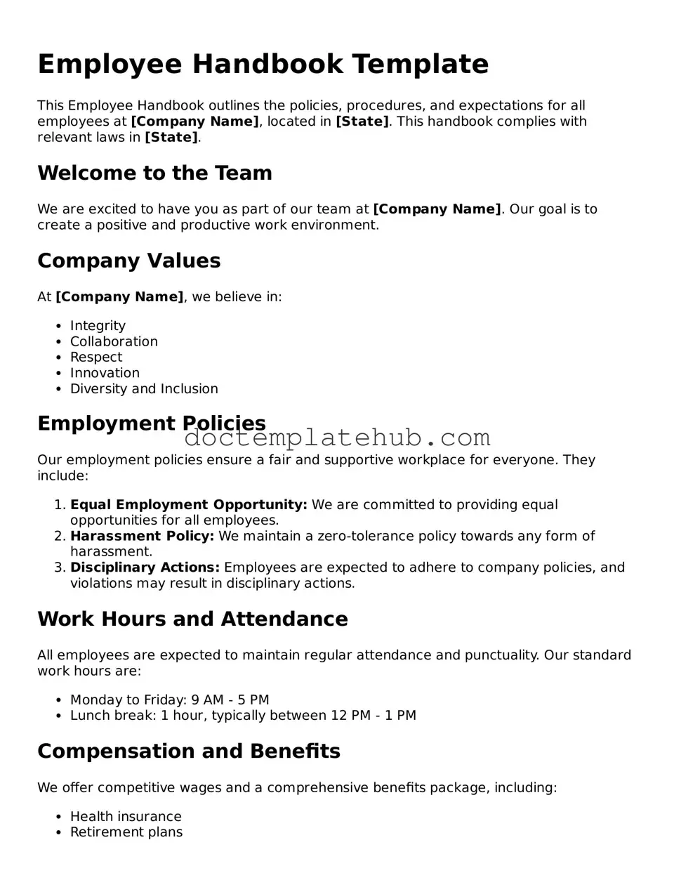 Official Employee Handbook Form