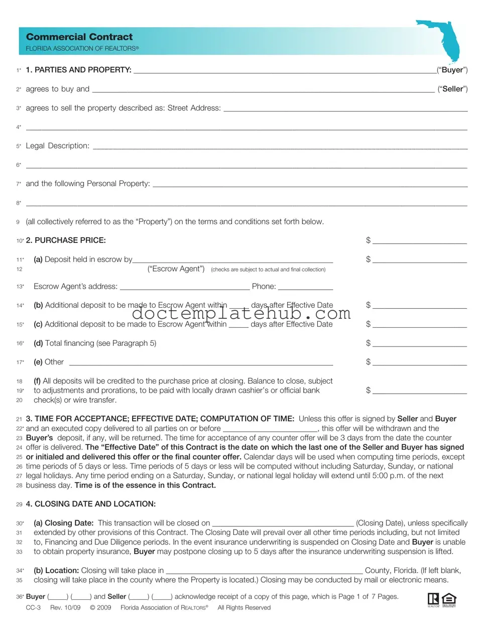 Fill Your Florida Commercial Contract Form