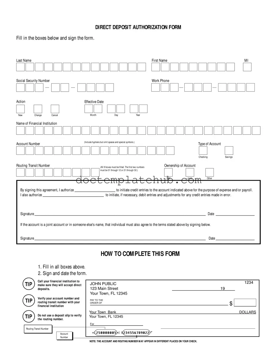 Fill Your Generic Direct Deposit Form