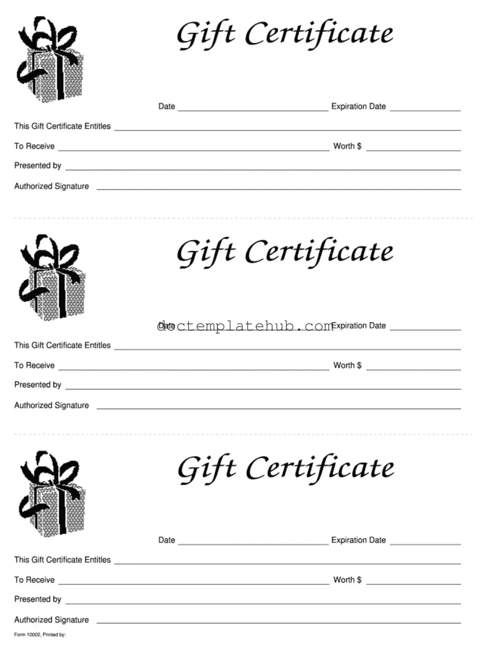 Fill Your Gift Certificate Form