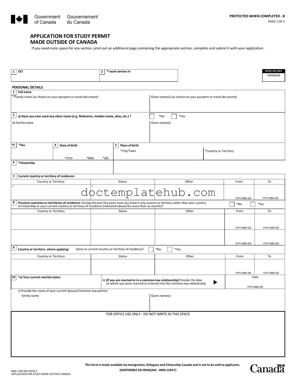 Fill Your Imm 1294 Form