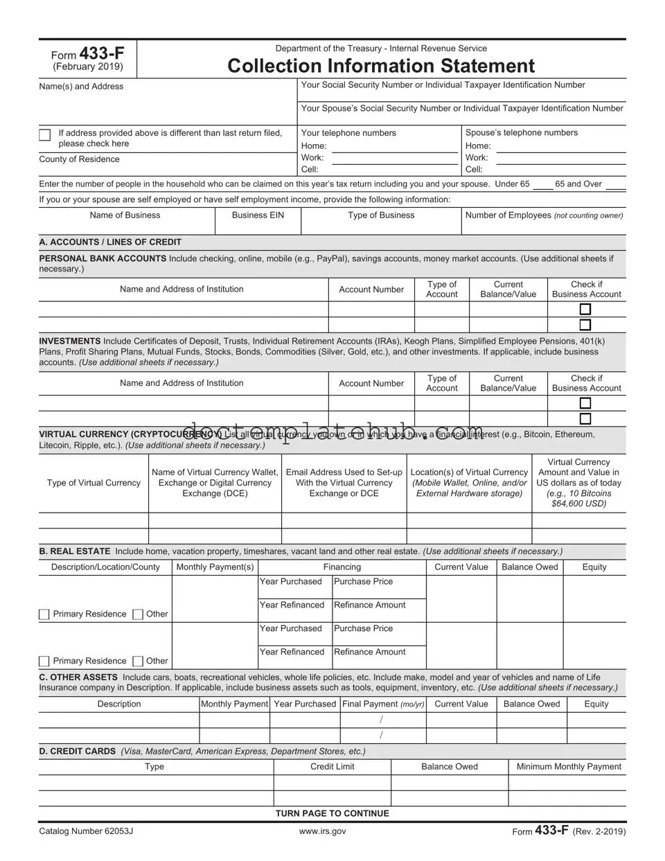 Fill Your IRS 433-F Form