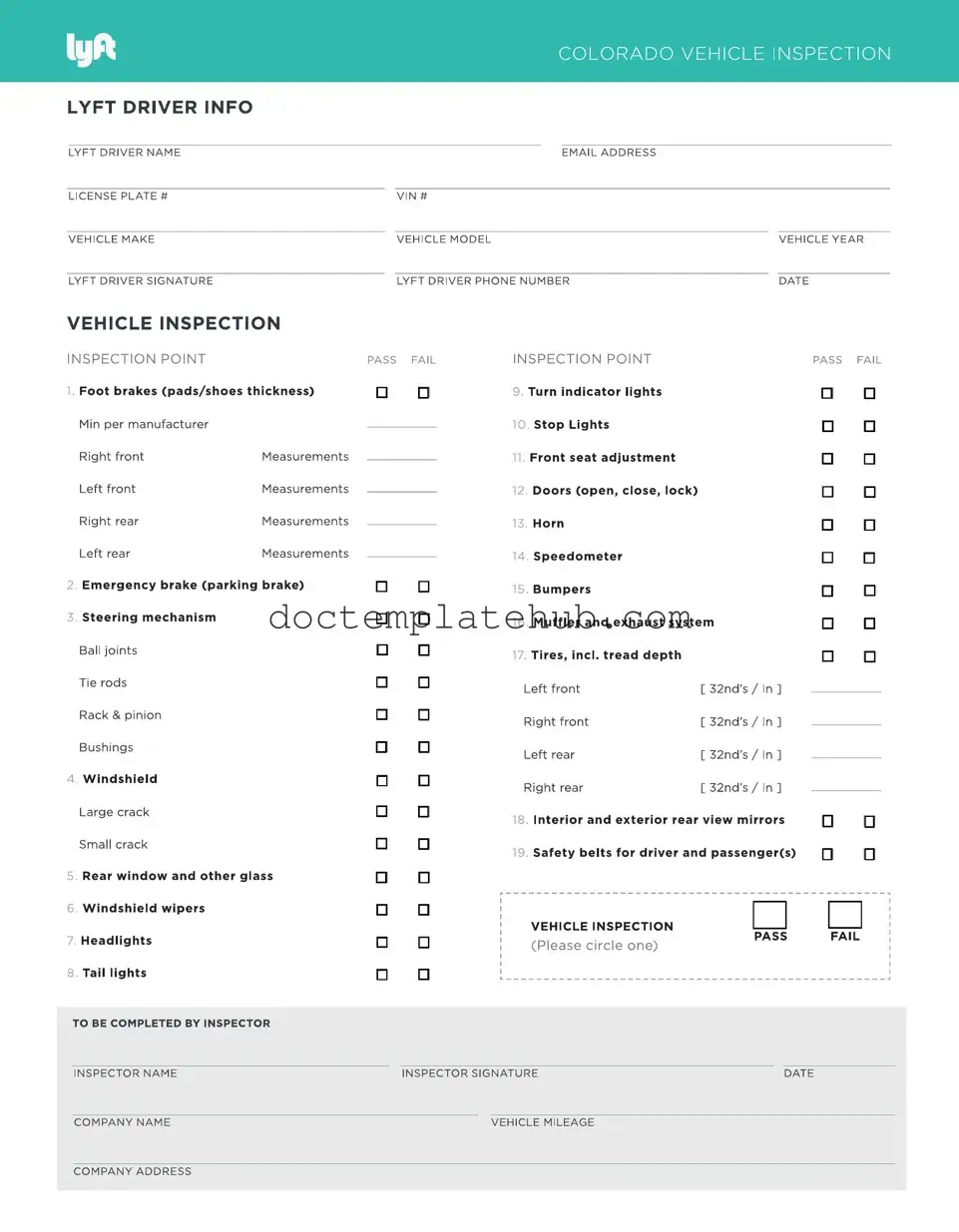 Fill Your Lyft Inspection Form