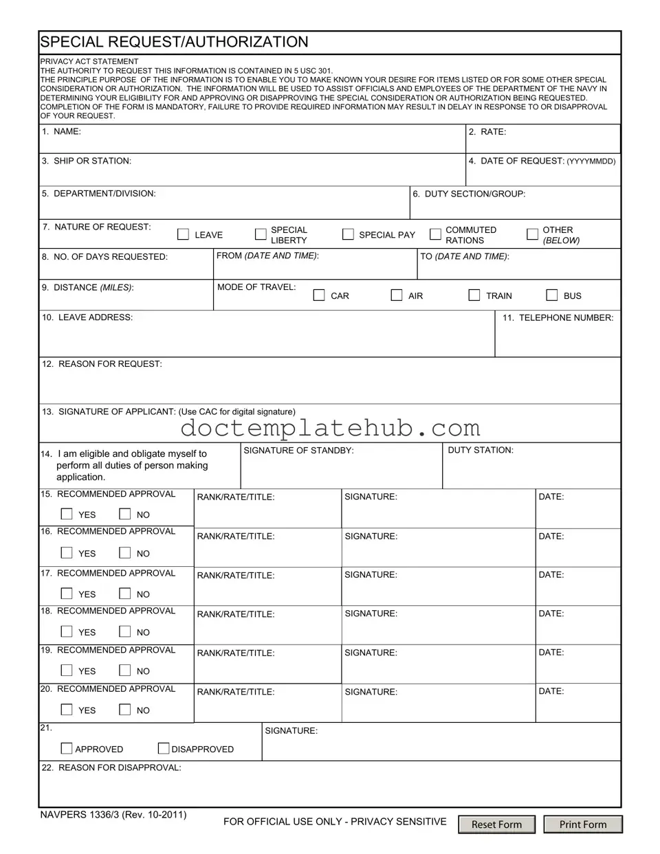 Fill Your Navpers 1336 3 Form