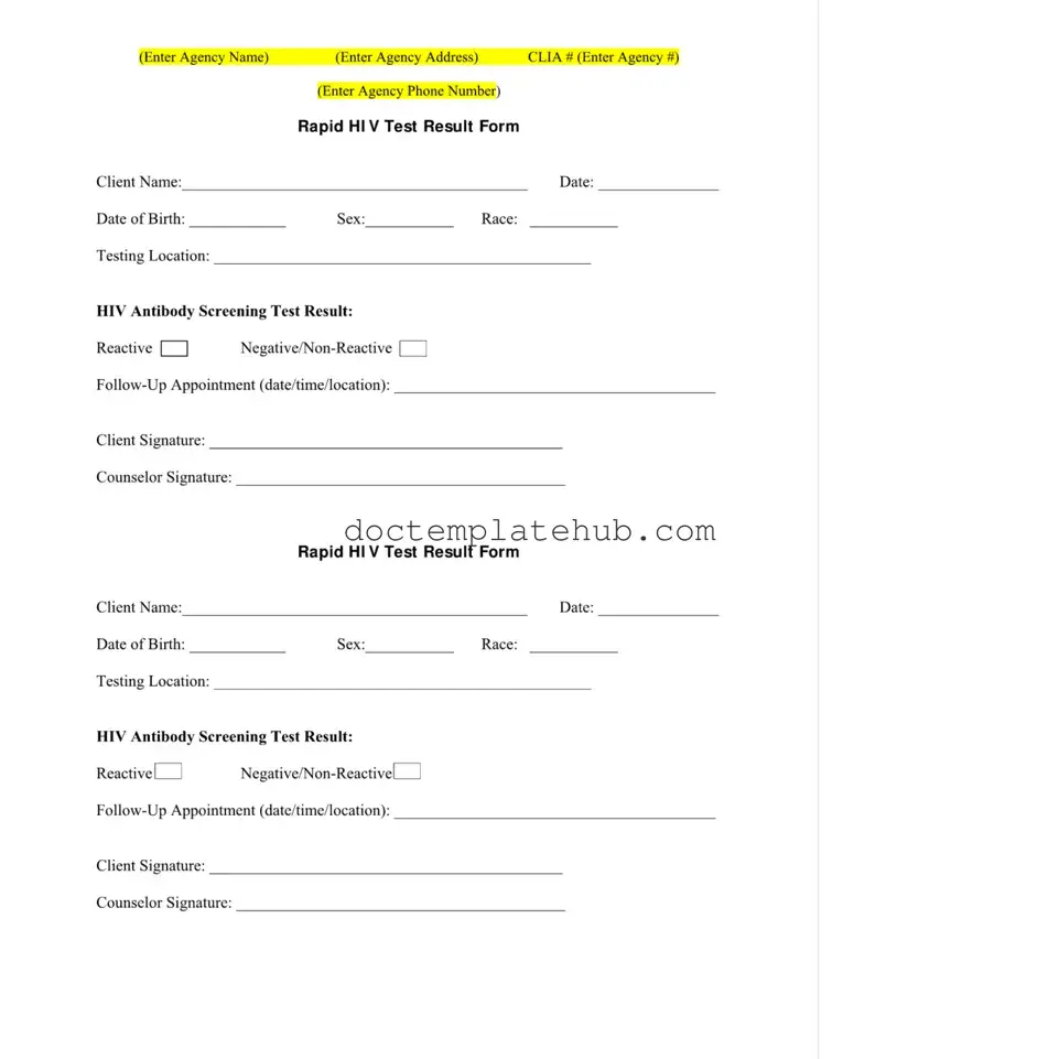 Fill Your Negative Hiv Test Form