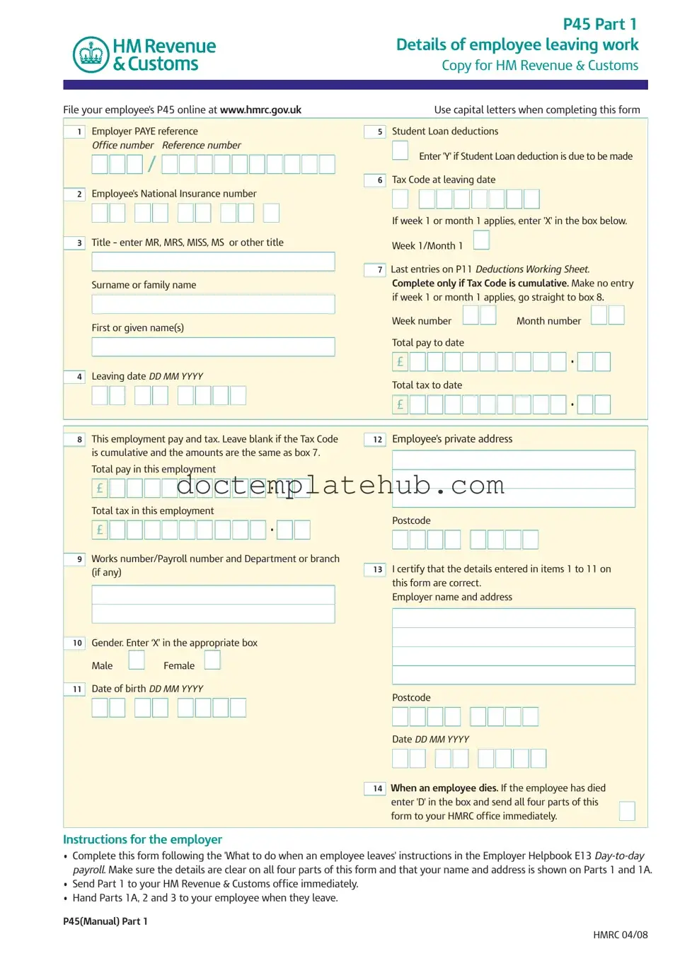 Fill Your P 45 It Form
