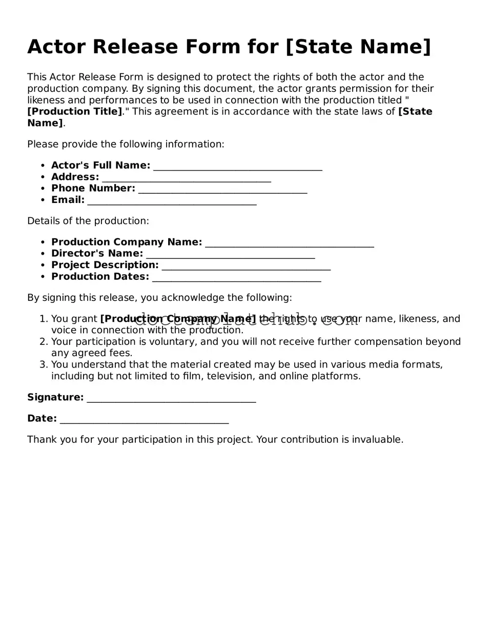 Official Actor Release Form