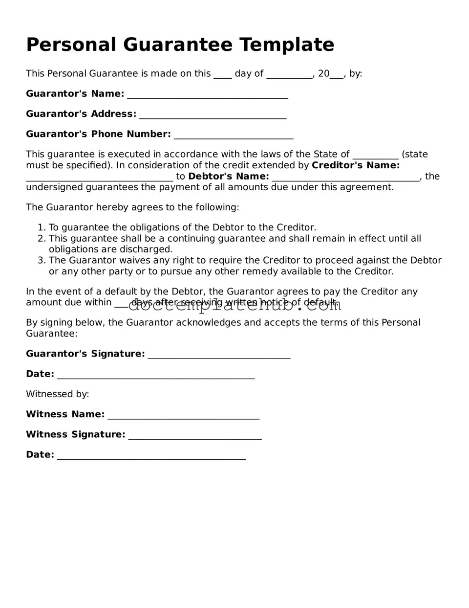 Official Personal Guarantee Form