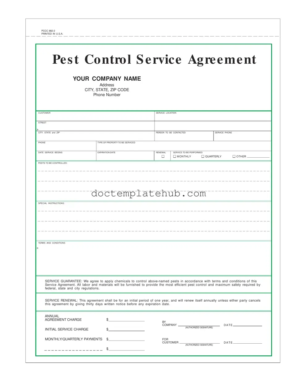 Fill Your Pest Control Contract Form