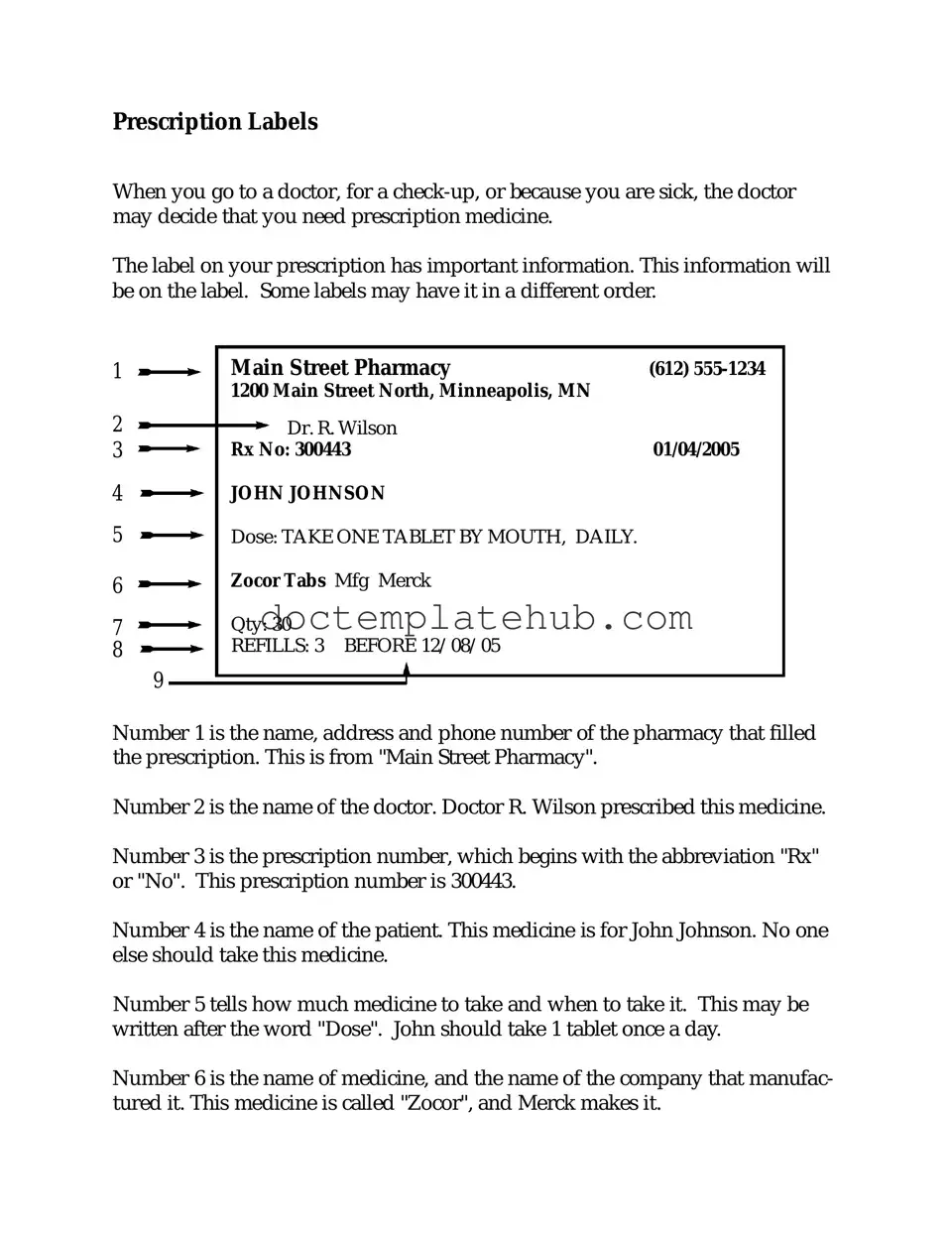 Fill Your Prescription Label Form