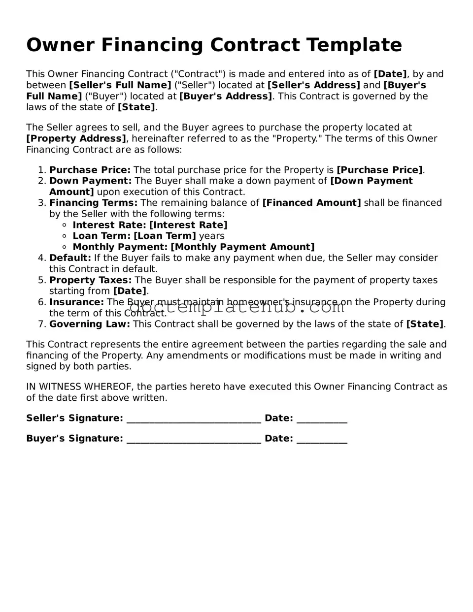 Official Owner Financing Contract Form