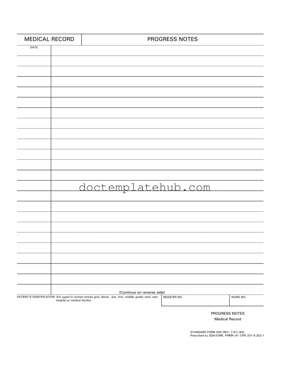 Fill Your Progress Notes Form