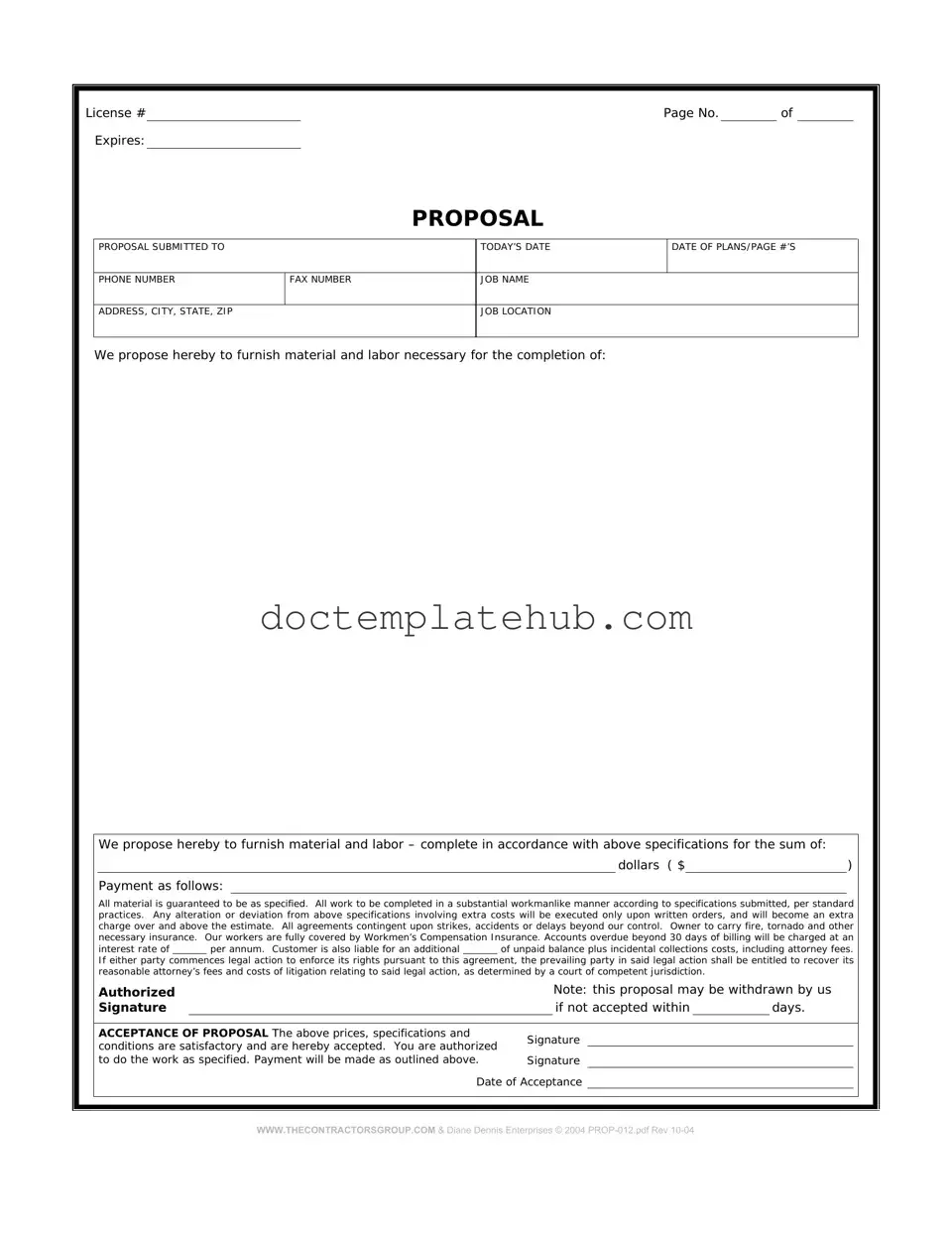 Fill Your Construction proposal form Form