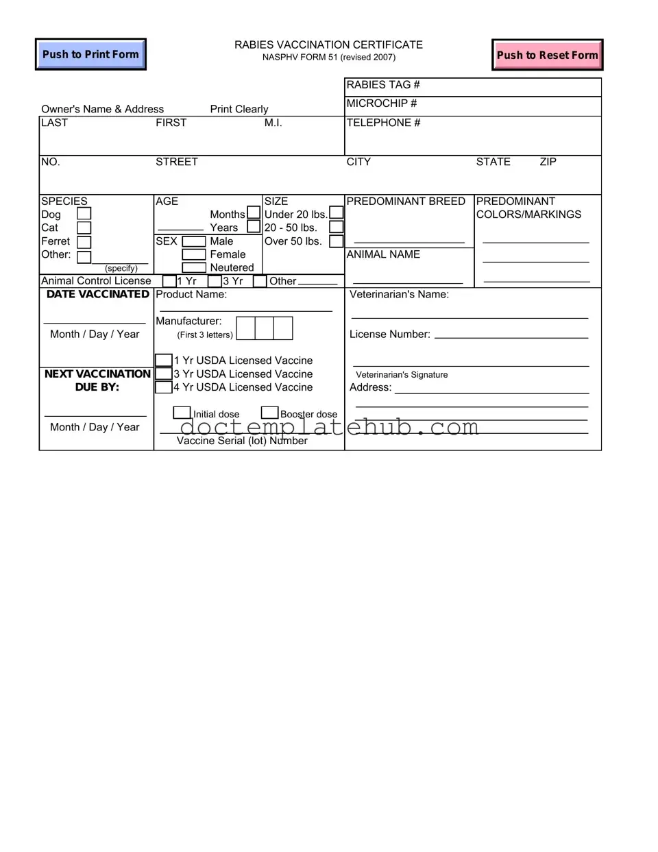 Fill Your Rabies Certificate Form