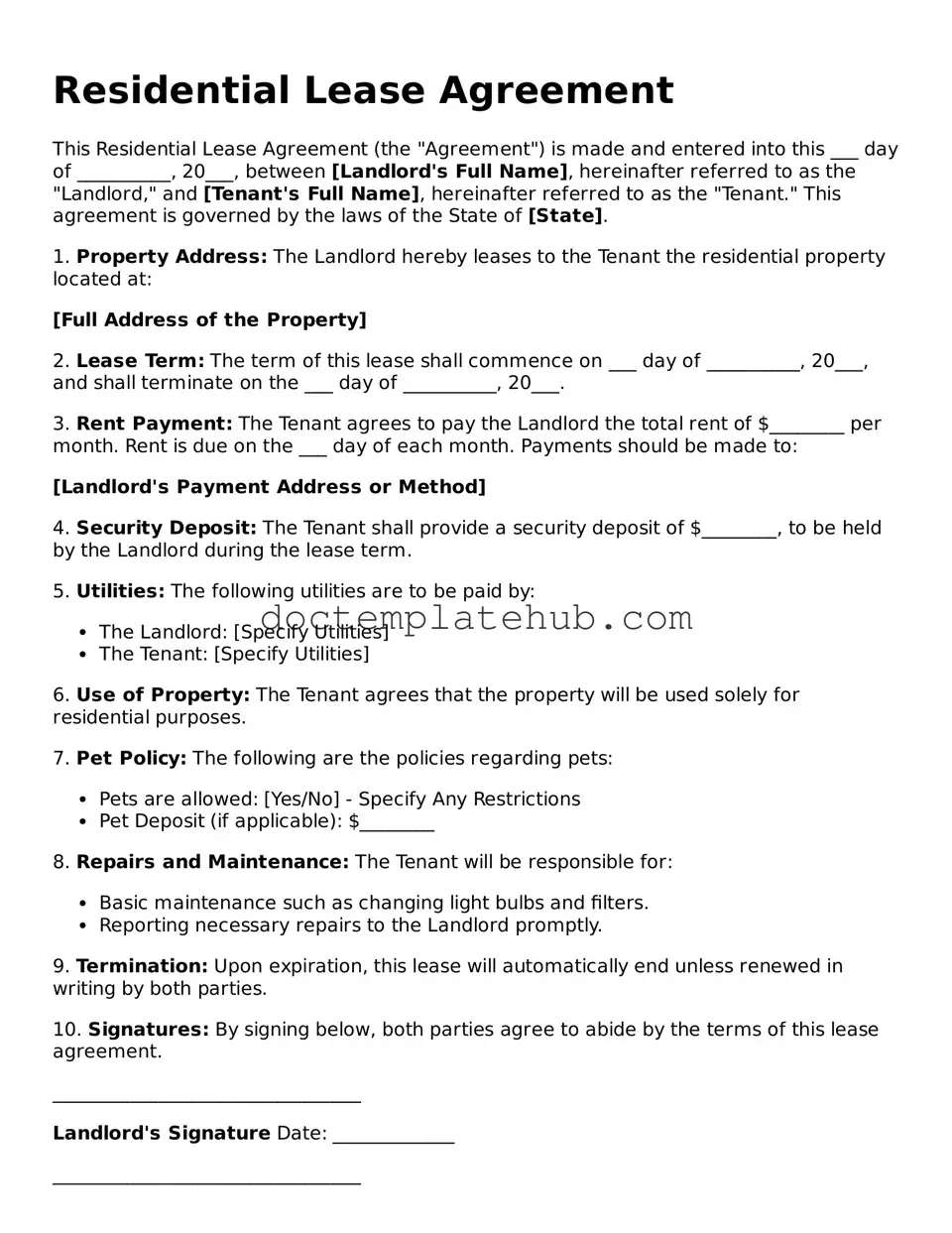 Official Lease Agreement Form