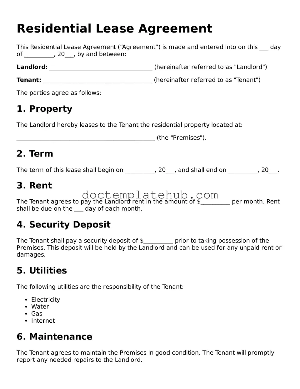 Official Residential Lease Agreement Form