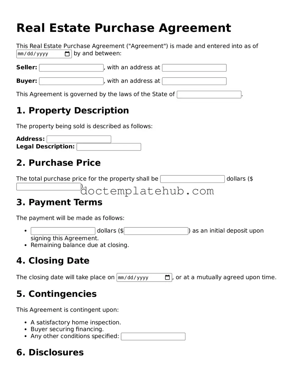 Official Real Estate Purchase Agreement Form