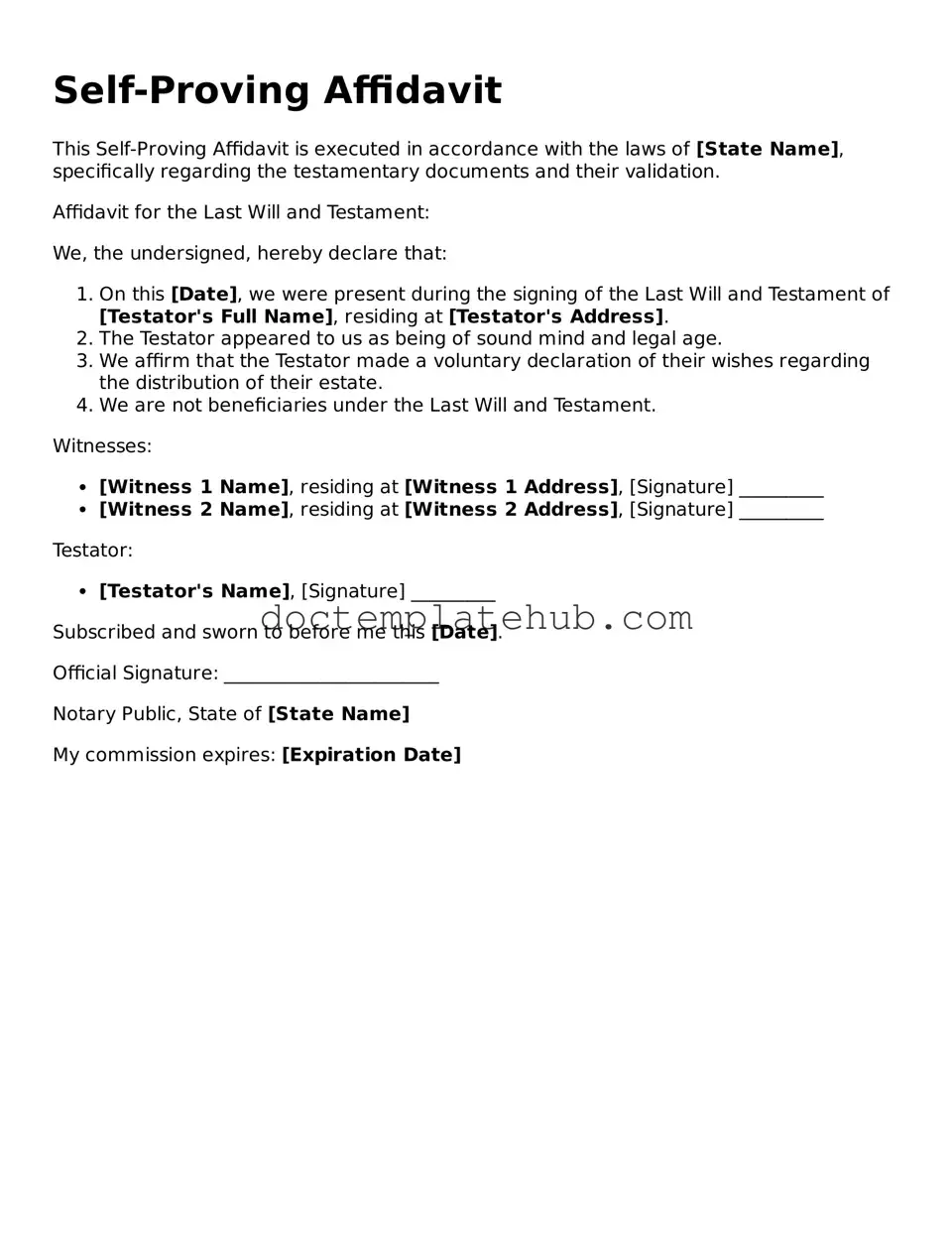 Official Self-Proving Affidavit Form