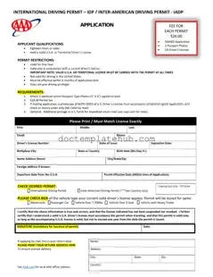 Fill Your Aaa International Driving Permit Application Form