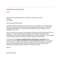 Fill Your Emotional Support Animal Letter Form