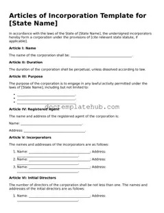 Official Articles of Incorporation Form