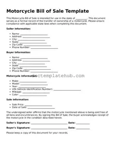 Official Motorcycle Bill of Sale Form