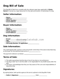 Official Dog Bill of Sale Form