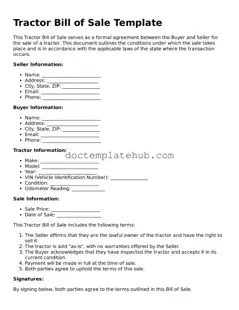 Official Tractor Bill of Sale Form
