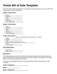 Official Trailer Bill of Sale Form