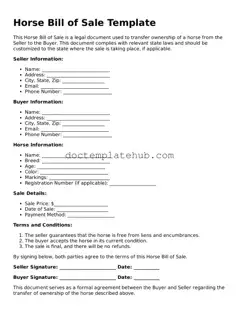Official Horse Bill of Sale Form