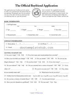 Fill Your Boyfriend application form Form