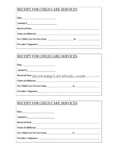 Fill Your Childcare Receipt Form
