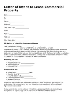 Official Letter of Intent to Lease Commercial Property Form