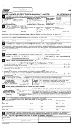 Fill Your Ca Dmv Dl 44 Form