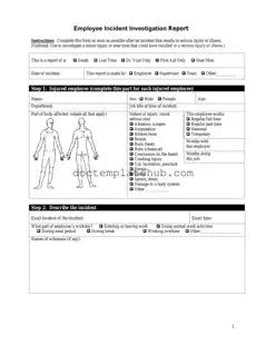 Fill Your Employee Accident Report Form