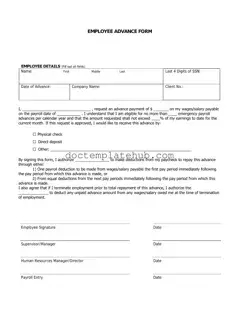 Fill Your Employee Advance Form