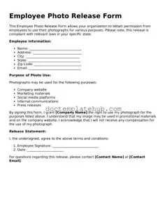 Official Employee Photo Release Form