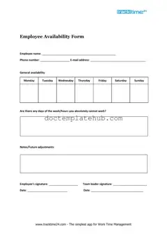 Fill Your Employee Availability Form