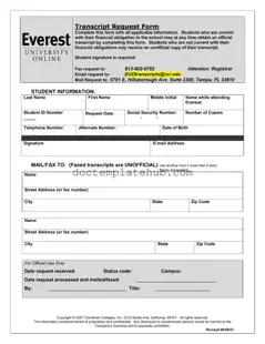 Fill Your Everest University Transcript Form