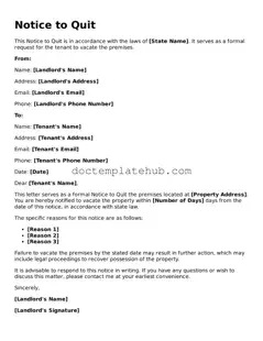 Official Notice to Quit Form