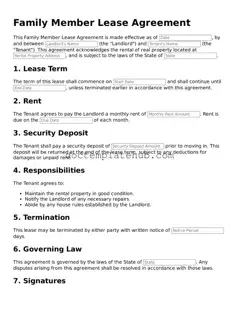 Official Family Member Lease Agreement Form